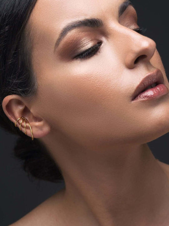 Обица Ear Cuff Четири Пръстена Ръчно Изработена Позлатена Сребърна 925