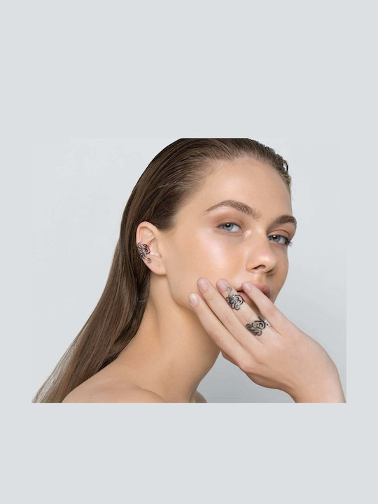 Ohrring Ear Cuff Spiralen Linkes Ohr Handgefertigt Rosa Vergoldetes Silber 925