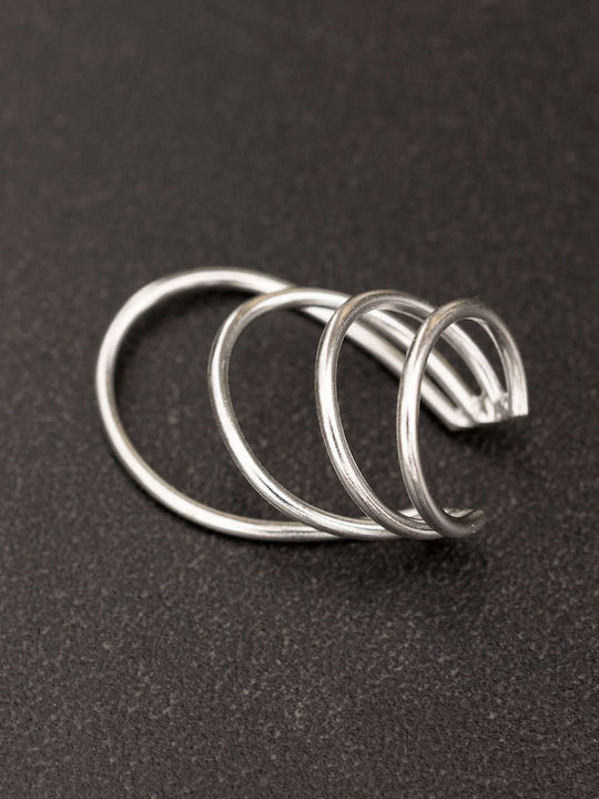 Обица Ear Cuff Четири Пръстена Ръчно Изработена Позлатена Сребърна 925