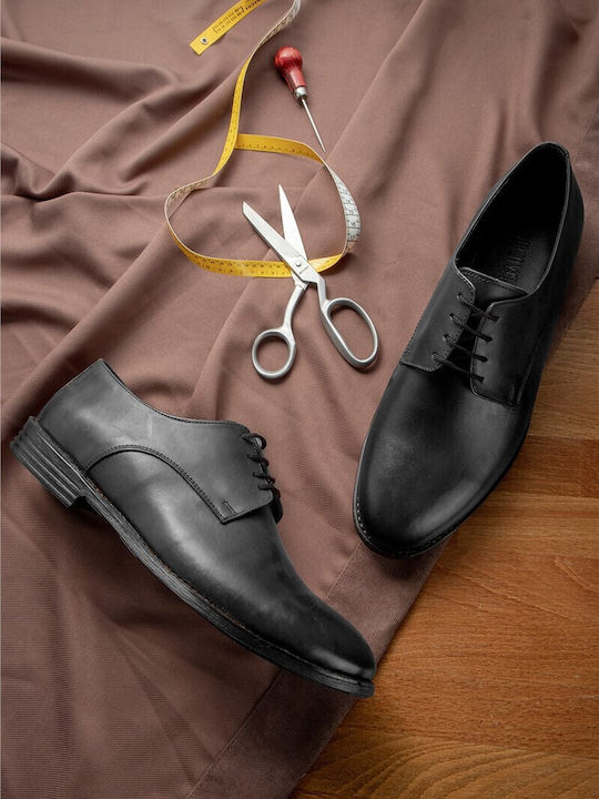 Herren Schuhe Schwarz Leder Schnürschuhe