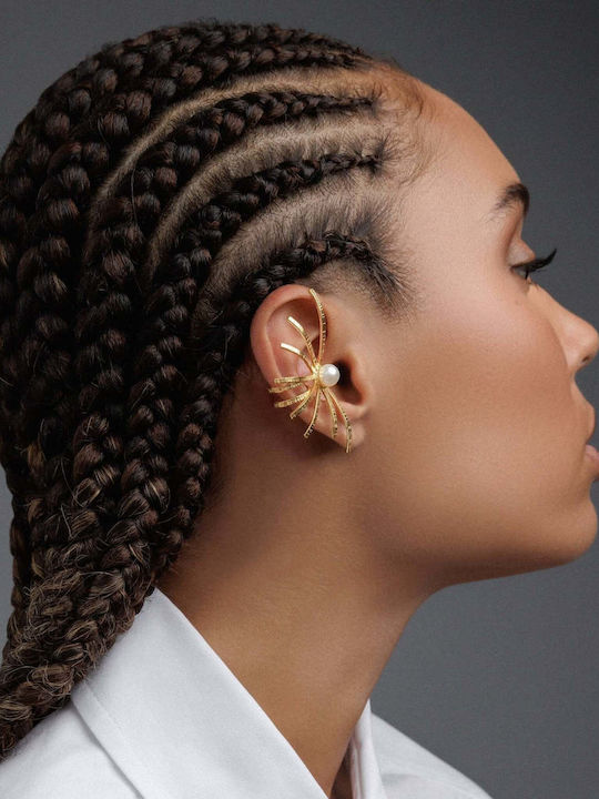 Cercei Ear Cuff Păianjen Mărgea Neagră Argint 925 Handcrafted