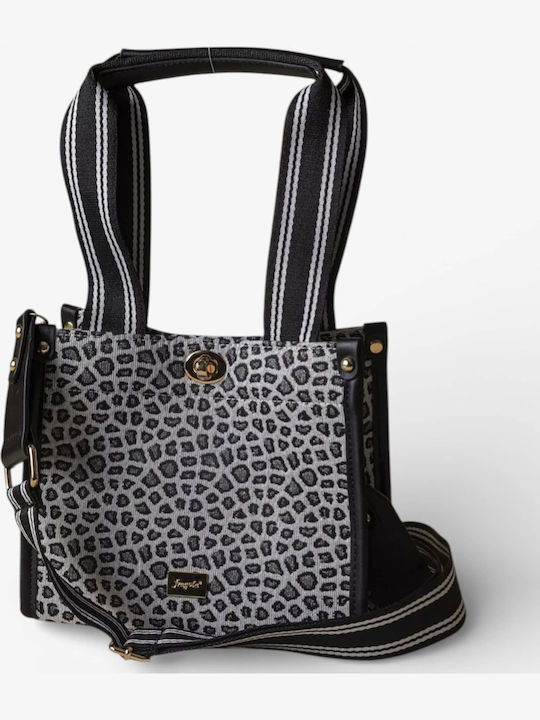 Damen Stoff Tote Handtasche Grau