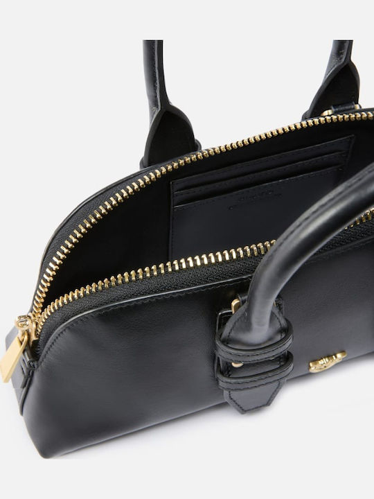 Bowling Baguette Leather Women's Handbag Black