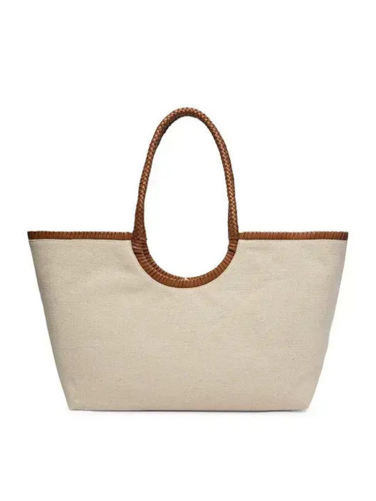 Canvas Υφασμάτινη Γυναικεία Tote Τσάντα Μπεζ