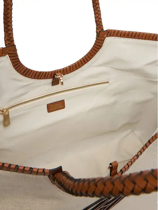 Canvas Υφασμάτινη Γυναικεία Tote Τσάντα Μπεζ