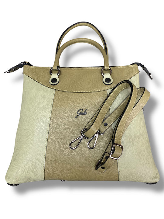 Leather Women's Shopper Shoulder Bag Khaki/Aloe