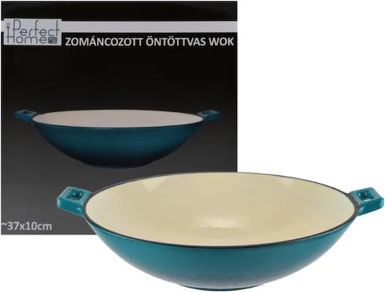 Perfect Home Wok din Fontă cu Acoperire Emailată 37cm