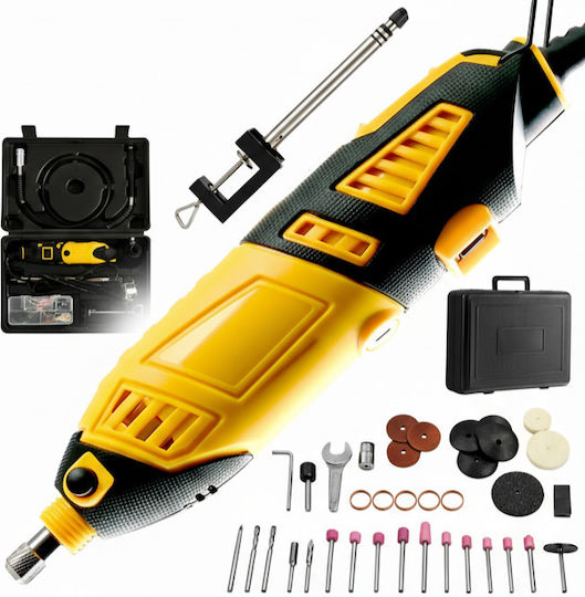 Mini Polizor Tăiere Gravare Șlefuire Zola 10 000–35 000 Rpm 6 Setări Viteză 185 W 99 Discuri Bituri De Tăiere Cutii De Depozitare 32 X 23.5 X 9 Cm