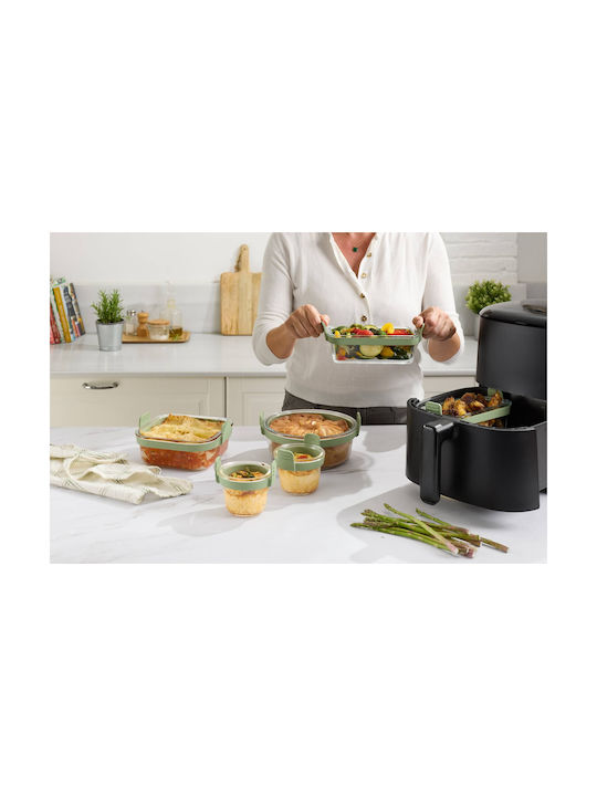 Lekue Glass Green Lunch Box 20.5x19.5cm