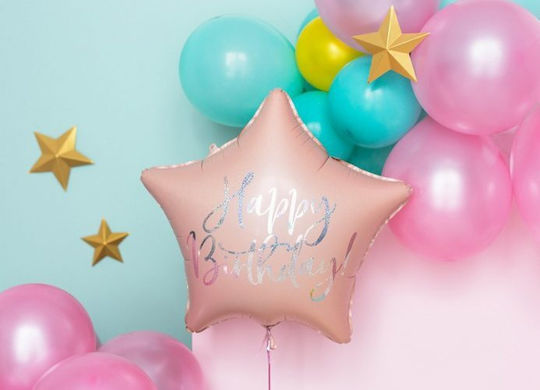 Balloon Star Foil Pink Happy 40cm
