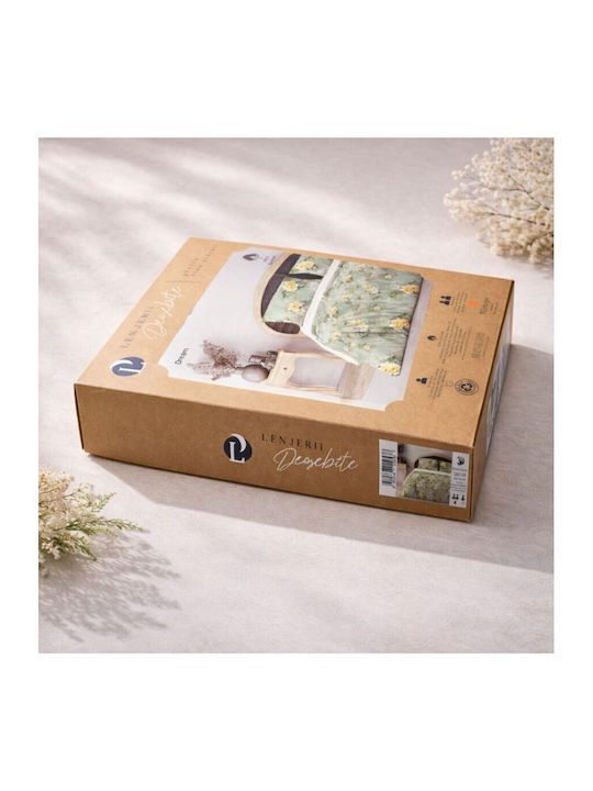 Lenjerii Deosebite Set Huse Pentru Pilote 100% Bumbac Dublu Cu 2 Fețe De Pernă Și 1 Cearceaf 200x220cm Dream