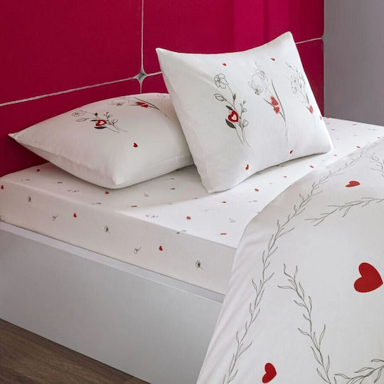 Tac Cotton Double Duvet Cover Set With 2 Pillowcases & 1 Bed Sheet 200x220cm Amoura