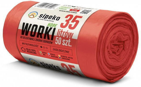 Sipeko Sacuri De Gunoi Capacitate 35lt 54x50cm 50 Bucăți Roșii
