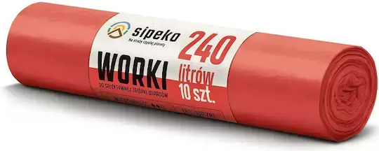 Sipeko Sacuri De Gunoi Capacitate 240lt 140x95cm 10 Bucăți Roșii