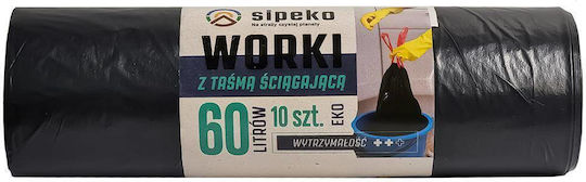 Sipeko Sacuri De Gunoi Capacitate 60lt Cu Bandă De Dantelă 67x60cm 10 Bucăți Negre