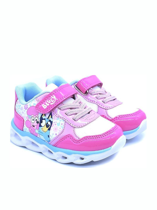 Kids Sneakers with Hook & Loop Closure & Lights Fuchsia