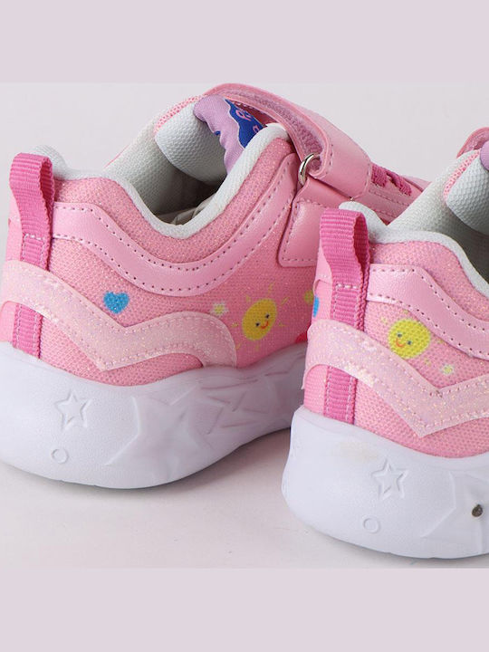 Pepa Pig Παιδικά Sneakers με Σκρατς & Φωτάκια Ροζ