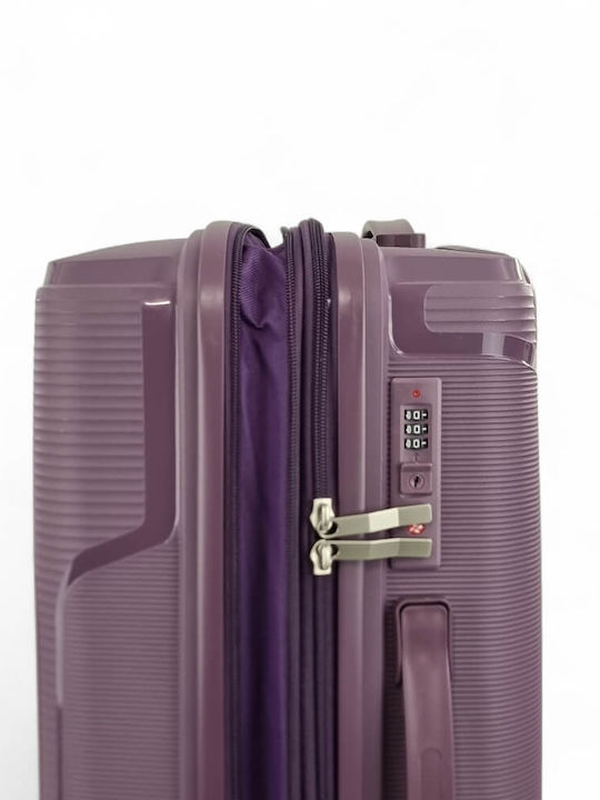 Playful Bags Cabin Hard Purple Suitcase with 4 Wheels Height 55cm