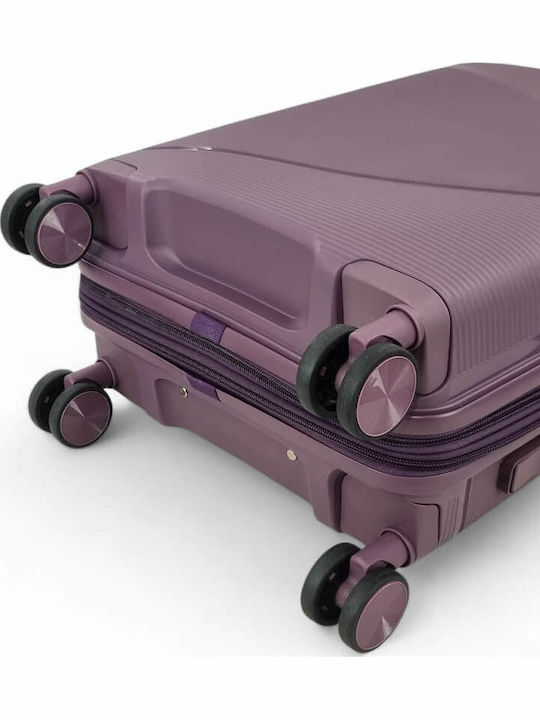 Playful Bags Cabin Hard Purple Suitcase with 4 Wheels Height 55cm