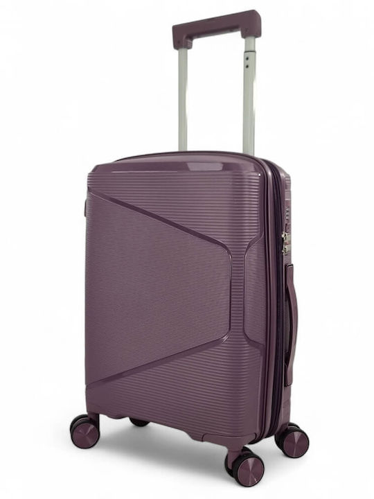 Playful Bags Cabin Hard Purple Suitcase with 4 Wheels Height 55cm