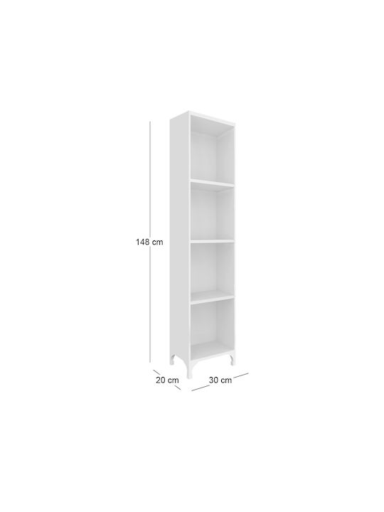 Bookcase Clare White 30x20x148cm