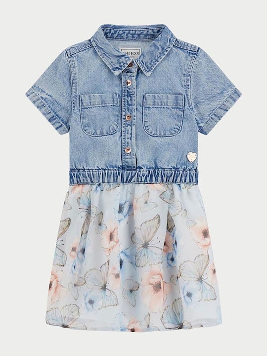 Guess Παιδικό Φόρεμα Denimlightblue