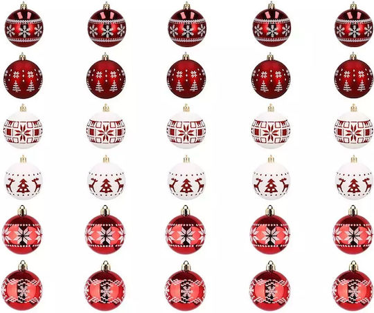 Verk Group Weihnachtsbaumschmuck Kugel Ornament Rote & Weiße 5cm – 30 Stück