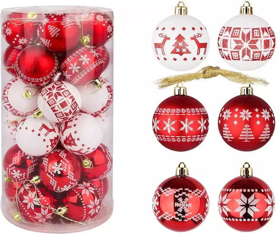 Verk Group Weihnachtsbaumschmuck Kugel Ornament Rote & Weiße 5cm – 30 Stück
