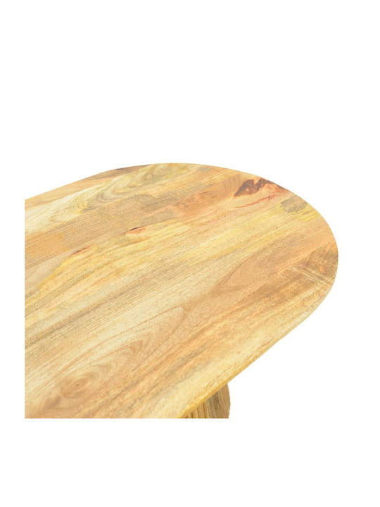 Oval Central Coffee Table Aithra Made of Solid Wood Natural Colour W120xD60xH42cm