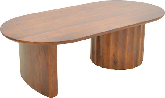 Oval Central Coffee Table Flute Made of Solid Walnut Wood W130xD65xH40cm