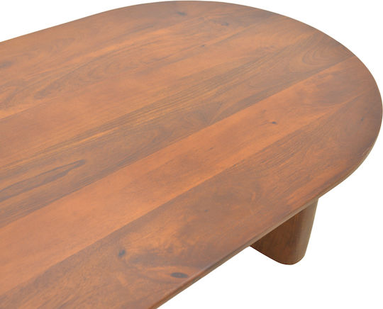 Oval Central Coffee Table Flute Made of Solid Walnut Wood W130xD65xH40cm