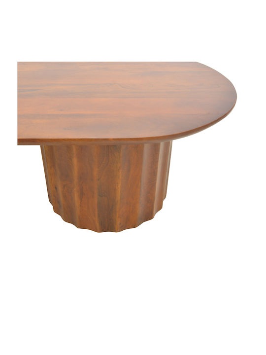 Oval Central Coffee Table Flute Made of Solid Walnut Wood W130xD65xH40cm