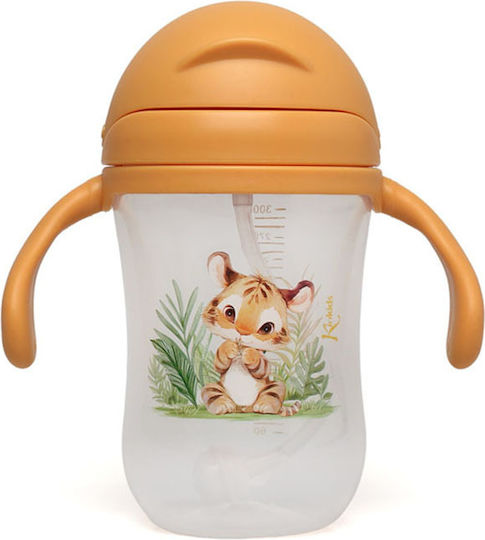Kiokids Λιονταράκι Παιδικό Παγούρι Σιλικόνης με Καλαμάκι Κίτρινο 300ml