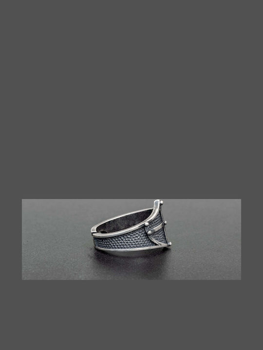 Men's Ring Shield Cross Handmade Silver 925 Size 57