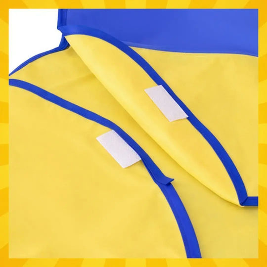 Wasserfeste Kinder Malzubehör Schürze Kruzzel Mit Ärmeln & Taschen Gelb Blau 98-122cm