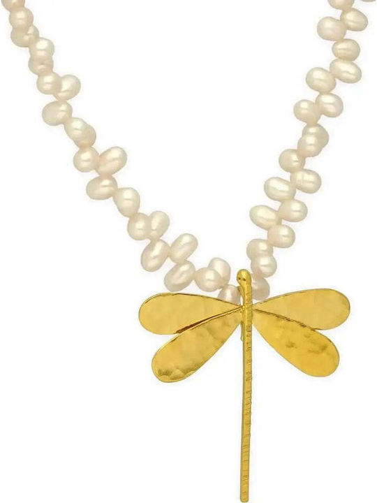 Handmade Silver 925 Butterfly Necklace with Pearls Charms