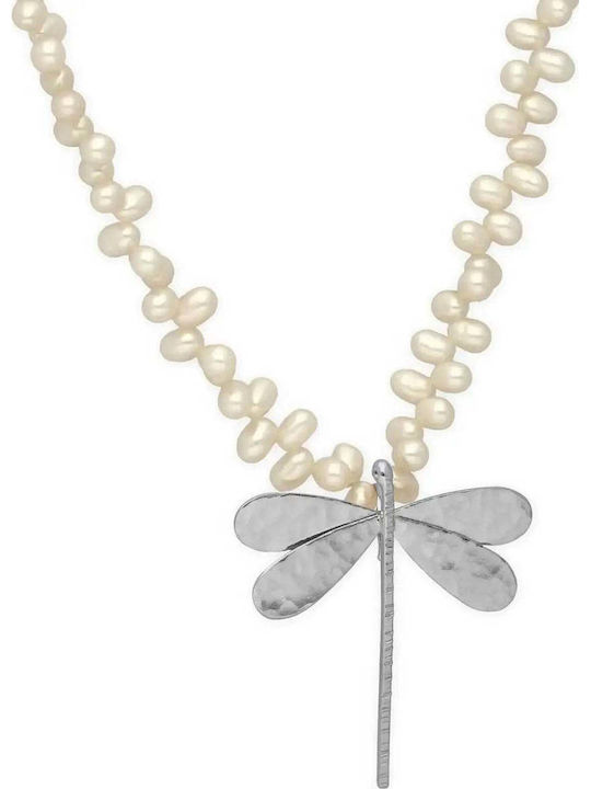 Medalion Colier Libelulă Mărgele Handmade Argint Roz Plăcut Cu Aur 925