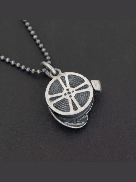 Hängende Charms Herrenkette Film Handgefertigt Silber 925 Kordel Technoderm 50cm