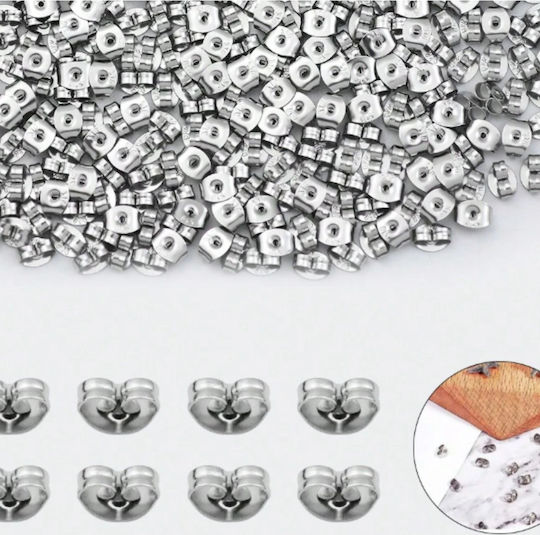 Earring Clasps Butterfly 4pcs Stainless Steel Silver