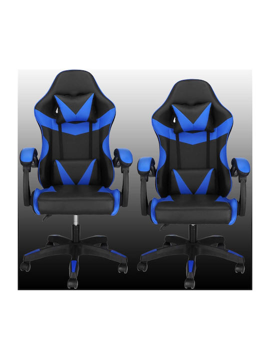 Καρέκλα Gaming Δερματίνης με Ρυθμιζόμενα Μπράτσα Black/Blue