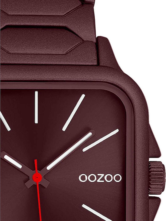 Oozoo Women's Watch 44mm Battery with Burgundy Metal Bracelet