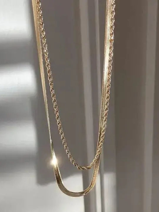 Neck Chain Snake Made of Gold Plated Steel