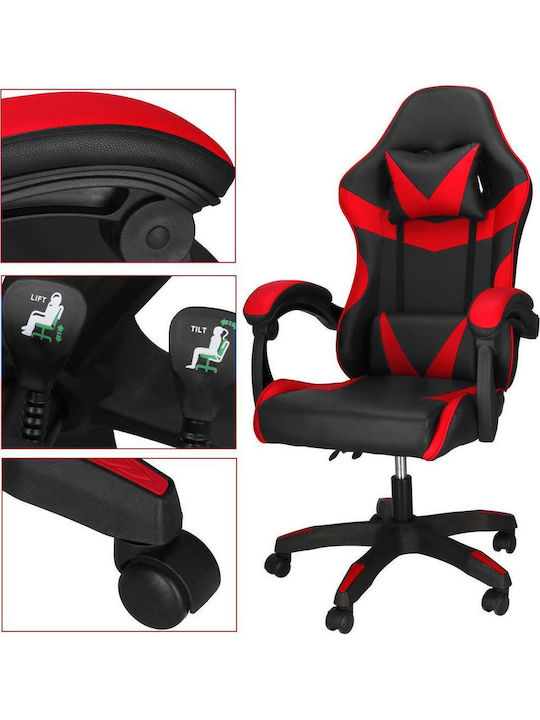 Gaming Chair Artificial Leather with Adjustable Arms Red