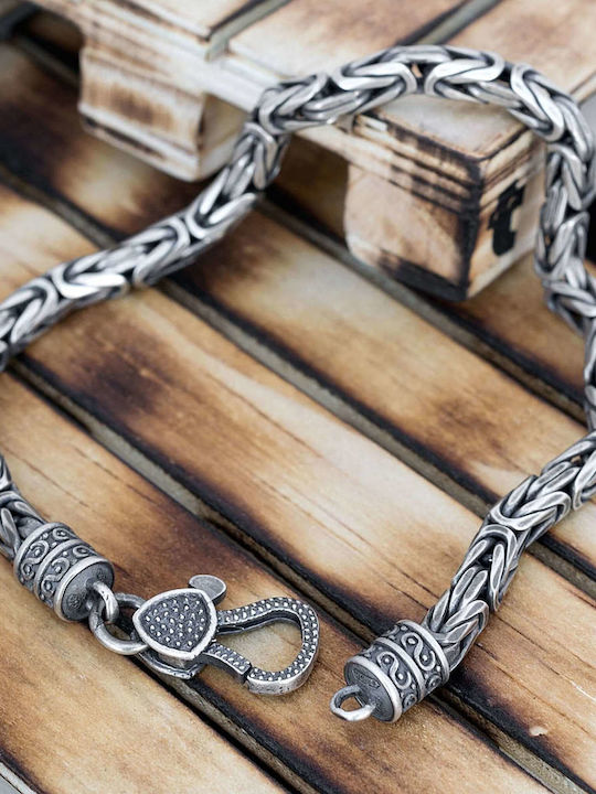Men's Bracelet Byzantine Chain Handcrafted Silver 925 21cm