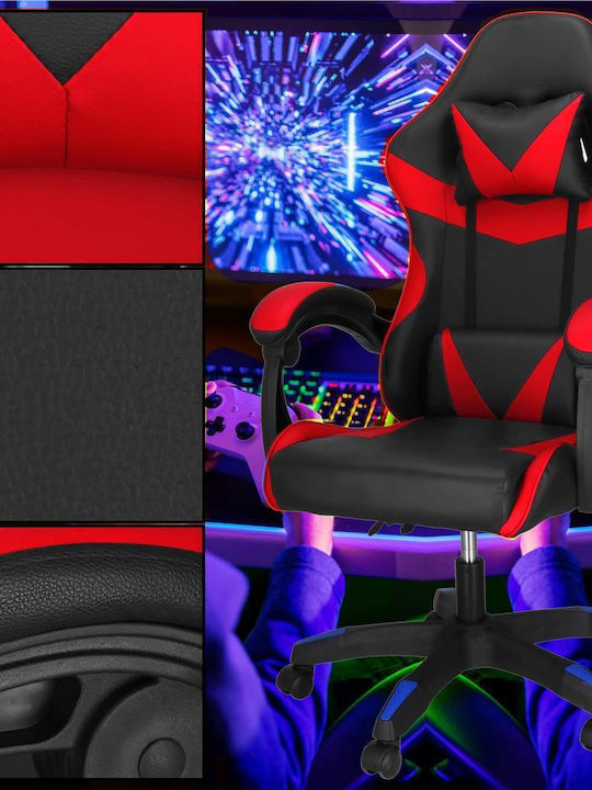 Gaming Chair Artificial Leather with Adjustable Arms Red