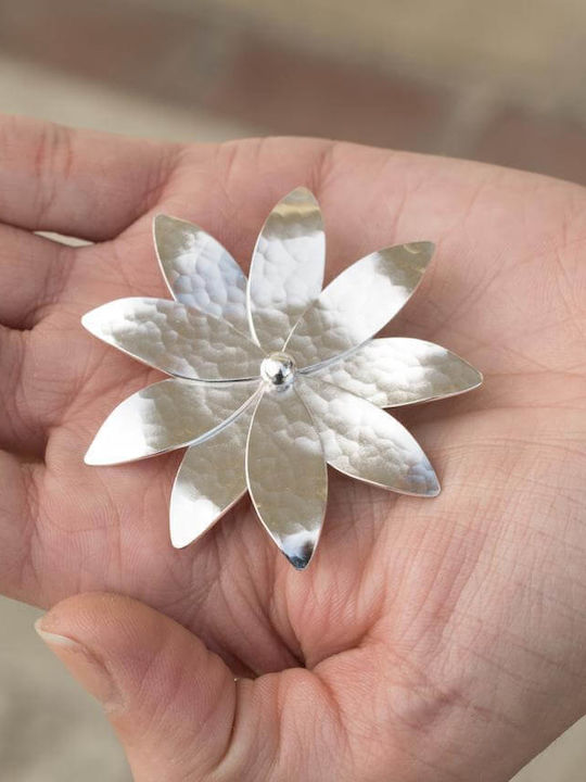 Emmanuela Handcrafted Für Dich Λουλούδι Μάργαριτα Weiß 925 Silber Broschen