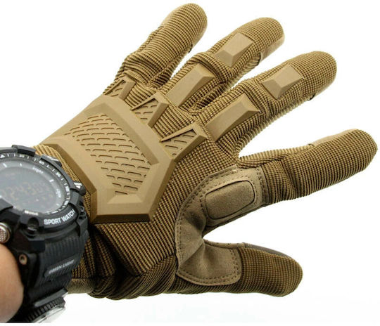 Mănuși Tactice Militare pentru Bărbați Maro – Protecție din Cauciuc Antiderapante Touchscreen Luptă Airsoft Moto Outdoor & Sport