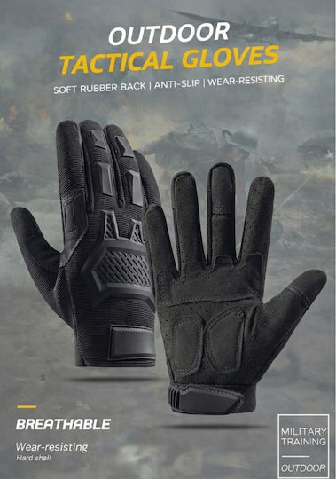 Mănuși Tactice Militare pentru Bărbați Negre – Protecție din Cauciuc Antiderapante Touchscreen Luptă Airsoft Moto Outdoor și Sport