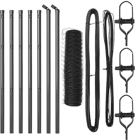vidaXL Wire Fencing Set Gray 0.8x10m