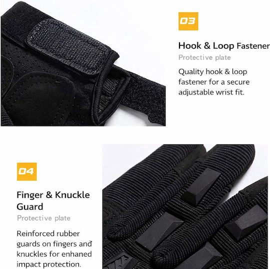 Mănuși Tactice Militare pentru Bărbați Negre – Protecție din Cauciuc Antiderapante Touchscreen Luptă Airsoft Moto Outdoor și Sport